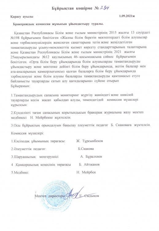 Бракераждық комиссия жұмысын ұйымдастыру
